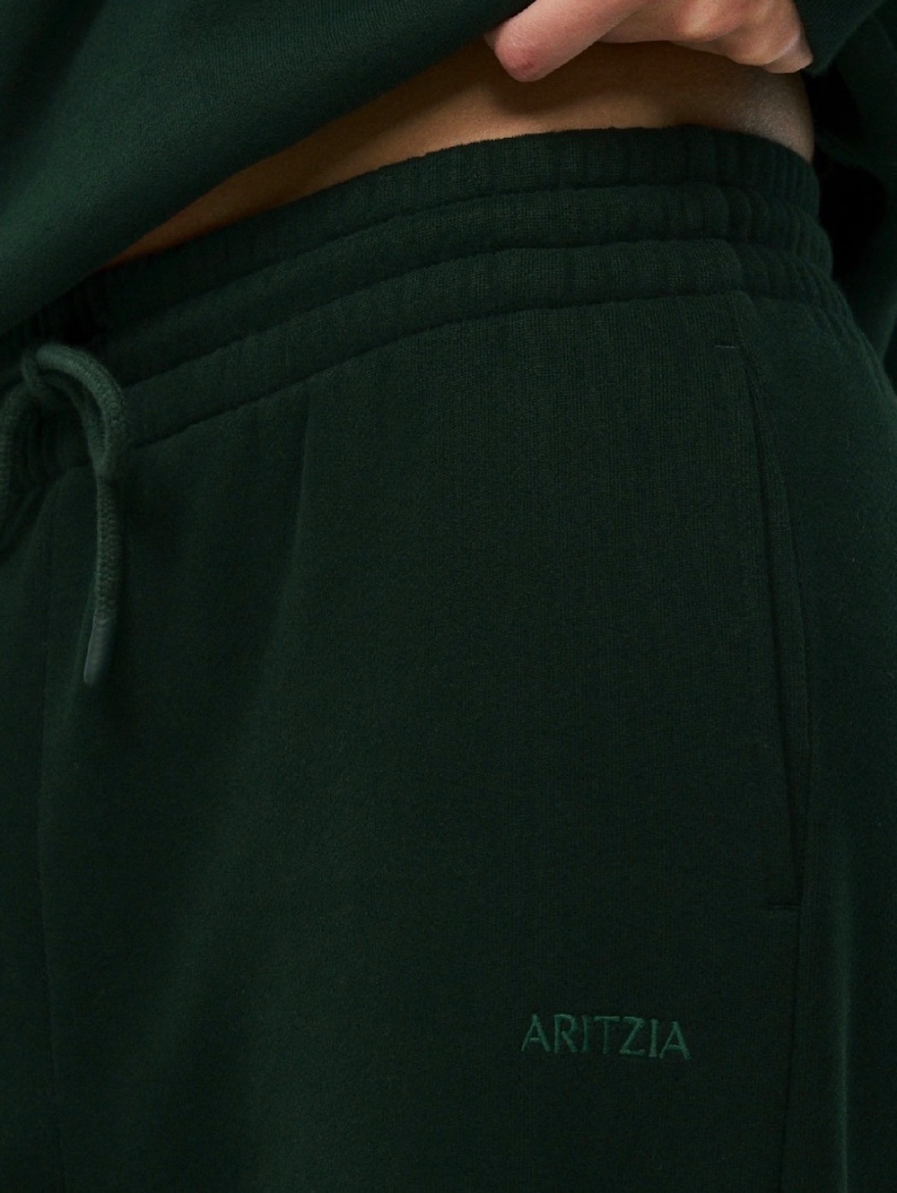 Aritzia Olive Green Cozy Sweatfleece Boyfriend Wide Leg Sweatpant Size XS - Picture 2 of 6